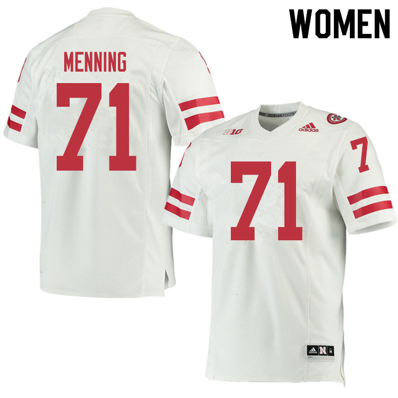 Women #71 Keegan Menning Nebraska Cornhuskers College Football Jerseys Sale-White - Click Image to Close